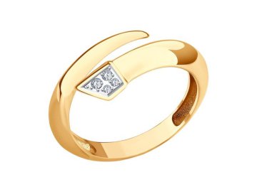 Кольцо декоративное Diamant, красное золото 585 проба, вставка фианит