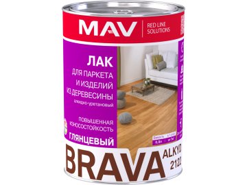 Лак BRAVA ALKYD 2122 для паркета и изделий из древесины (АУ-2122) бесцветный глянцевый 1,0л (0,7 кг) в Минске Ома