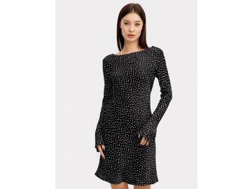 Платье женское мини черное в белый горошек Марк Формель