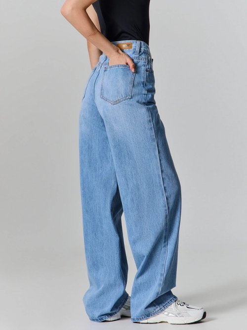 Джинсы женские wide leg голубые со средней посадкой, фото 4 из 16