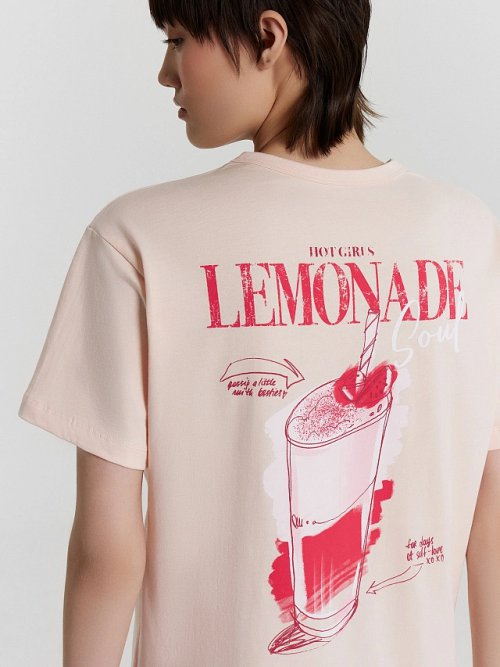 Футболка женская розовая с принтом "Lemonade", фото 6 из 35
