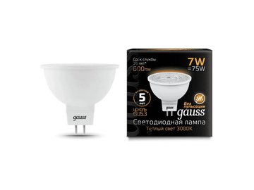 Лампа Gauss LED MR16 GU5.3 7W 2700K/3000K 101505107