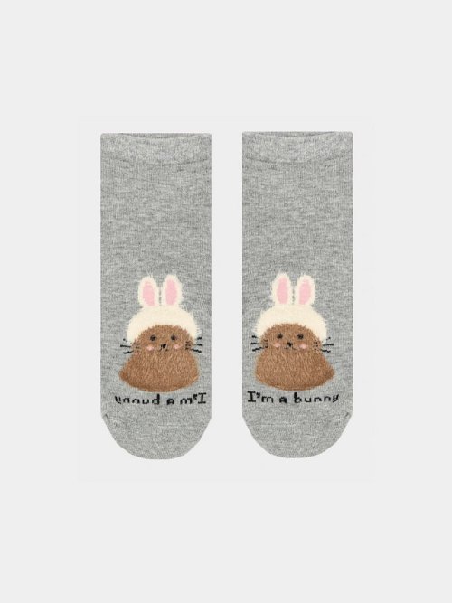 Носки женские серые с рисунком "зайки", фото 1 из 2