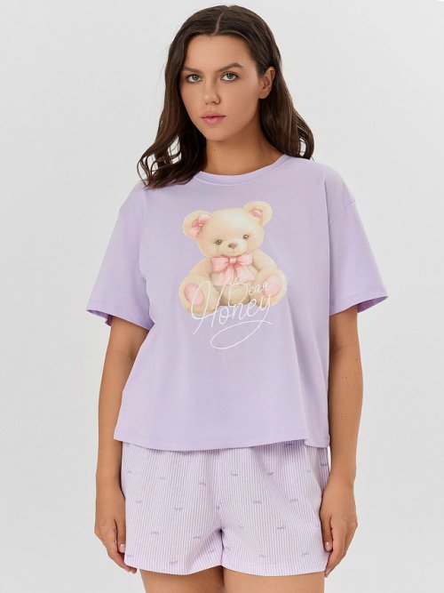 Комплект домашний женский с принтом и надписью "Bear Honey", фото 12 из 18