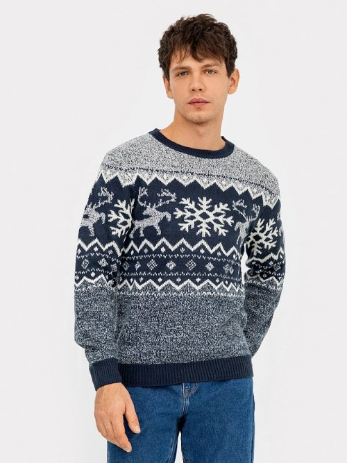 Джемпер мужской новогодний в синем цвете, фото 1 из 5