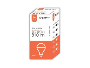 Лампочка belsvet led-m a60 9 w 3000 k e27 (груша) в Пинске Электросила