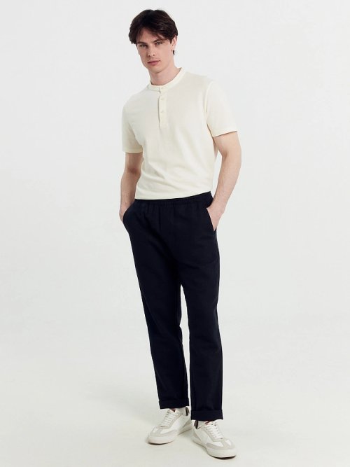 Джемпер-поло хлопковый в бело-молочном цвете, фото 7 из 7