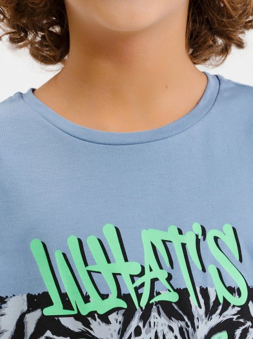 Футболка для мальчика в синем оттенке с печатью, фото 4 из 4