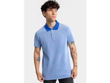 Джемпер-поло светло-голубого оттенка с синим воротником для мужчин Марк Формель
