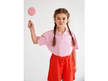 Поло для девочек розовое с надписью "Miracles happen" Марк Формель