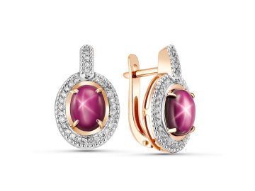 Серьги с английским замком Era Jewelry, красное золото 585 проба, вставка бриллиант