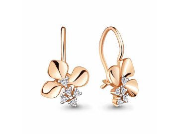 Серьги детские Aquamarine, красное золото 585 проба, вставка фианит