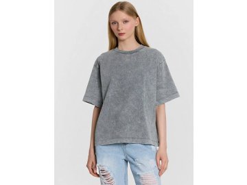 Футболка женская серая с обработкой эйсид