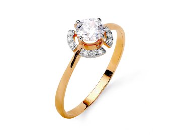 Кольцо помолвочное Karatov, красное золото 585 проба, вставка фианит