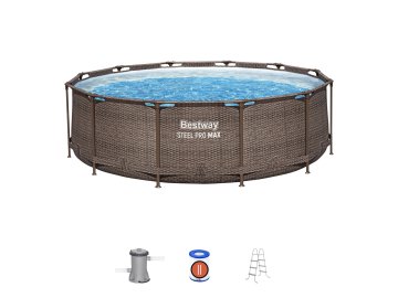 Бассейн каркасный Ø366х100см с фильтр-насосом и лестницей Bestway 56709 Ома