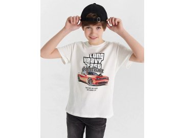 Футболка для мальчиков белая с принтом и надписью "long heavy fast" Марк Формель