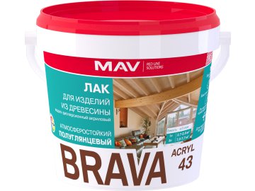 Лак BRAVA ACRYL 43 для изделий из древесины (ВД-АК-1043) полуглянцевый 1л (1кг)