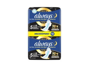 Прокладки женские ALWAYS Ultra Night Deo Duo Экстра защита, 12 шт