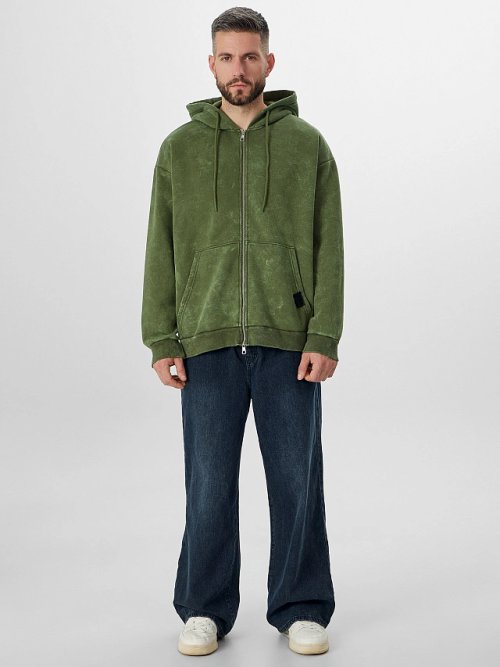 Толстовка мужская на молнии зеленая, фото 3 из 7