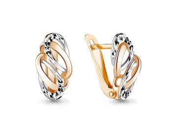 Серьги с английским замком 7 Карат, красное золото 585 проба