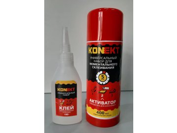 Клей секундный двухкомпонентный KONEKT-100 (клей 100 г + активатор 400 мл)