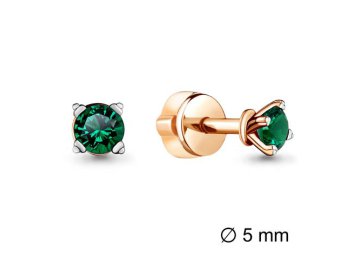 Серьги пусеты Aquamarine, серебро 925 проба, вставка изумруд