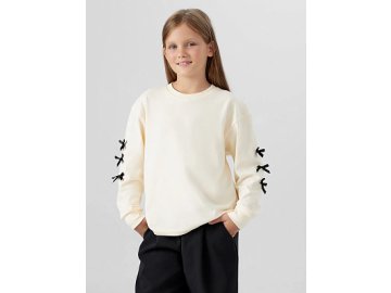 Лонгслив для девочек молочный с бантиками Марк Формель