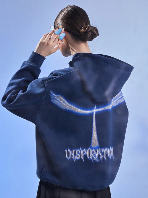 Худи женское синее с принтом "Inspiration", фото 3 из 45