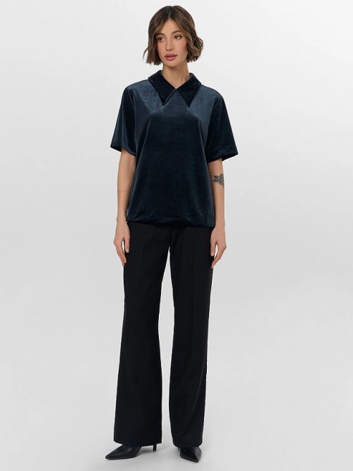 Поло велюровое женское черное, фото 3 из 6