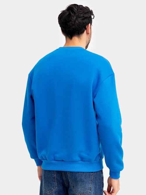 Джемпер мужской ультрасиний с печатью, фото 3 из 5