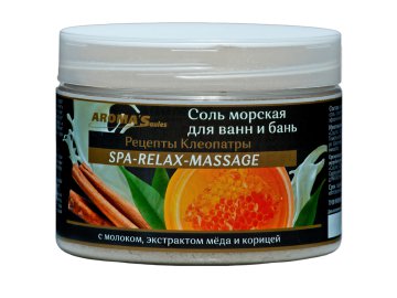 Соль морская для ванн и бань с сухим молоком, эфирными маслами и растительными экстрактами "РЕЦЕПТ КЛЕОПАТРЫ", 400 гр