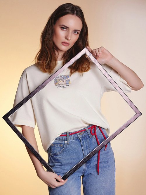 Футболка женская кремовая с принтом из коллекции Art U Wear, фото 1 из 30