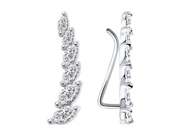 Серьги клаймберы Diamant, серебро 925 проба, вставка фианит