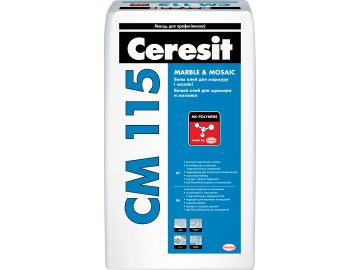 Клей для светлого мрамора и мозаики Ceresit CM 115 25 кг
