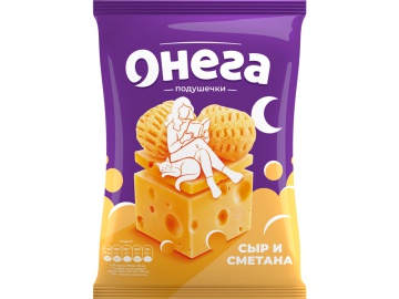 Снеки"ОНЕГА"(сыр.подушечки,смет/сыр)70г на акции в магазинах Евроопт