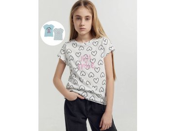 Футболка для девочек мультипак (2 шт.) в голубом цвете с сердечками Марк Формель