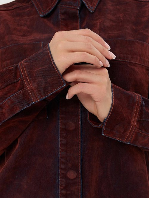 Жакет женский джинсовый бордовый, фото 6 из 8