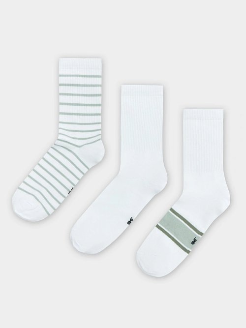 Набор мужских носков (3 шт.) белого цвета с рисунком в виде поперечных полосок, фото 5 из 12
