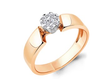 Кольцо помолвочное Aquamarine, красное золото 585 проба, вставка бриллиант