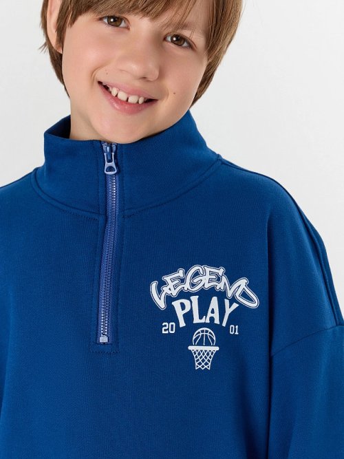 Толстовка для мальчиков синяя с принтом, фото 5 из 7