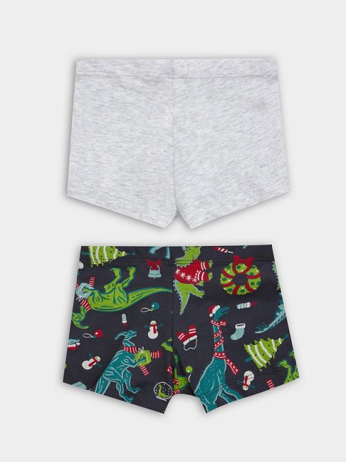 Трусы для мальчиков боксеры мультипак (2 шт.) серые со зверятами, фото 2 из 9