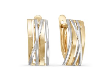 Серьги с английским замком DELTA, красное золото 585 проба