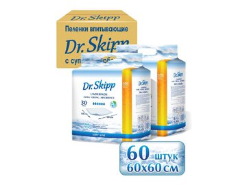 Одноразовые пеленки для детей DR.SKIPP Soft line 60x60 (2 упак/30 шт)