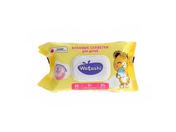 Салфетки влажные WATASHI детские 0+ с Д-пантенолом, 80 шт