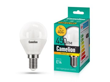 Лампа светодиодная G45 5Вт E14 3000K LED-M 15057 Camelion