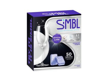 Таблетки для мытья посуды в посудомоечных машинах SIMBL Crystal Care, 50 шт