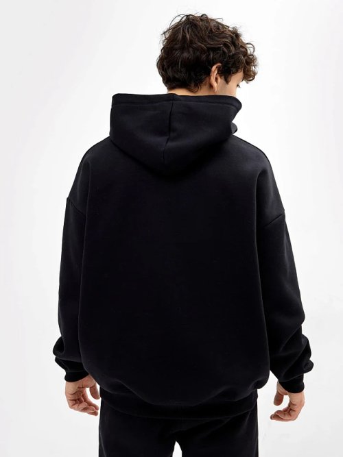 Худи мужское в черном цвете с принтом, фото 3 из 6