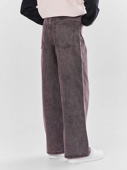 Джинсы для девочек коричневые Wide leg, фото 3 из 33