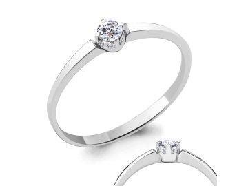 Кольцо декоративное Aquamarine, белое золото 585 проба, вставка бриллиант