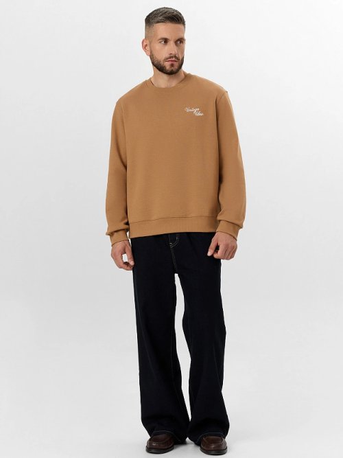 Свитшот мужской бежевый с надписью "Vintage vibes", фото 4 из 6